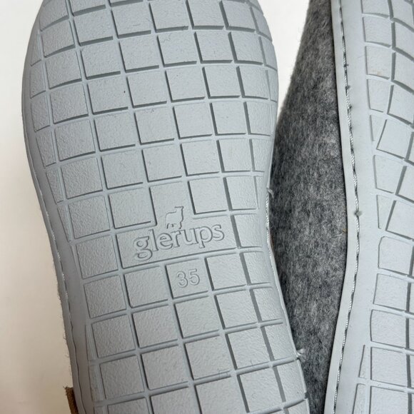 Glerups Wool Slippers Rubber Sole Slip On RARE Light Grey Sole House Shoes 8 NWT - Picture 9 of 9